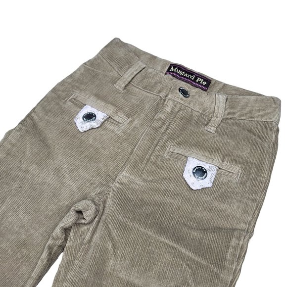 Mustard Pie NWT tan corduroy lace accent bell bottom adjustable pant 12 months - Picture 6 of 6
